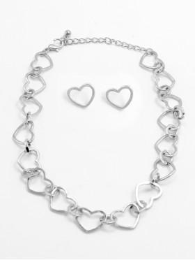 Heart Link Necklace & Earring Set (NC1236 + ER1236)
